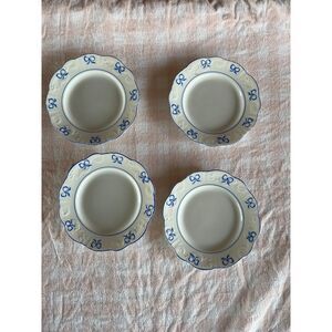 set of 4 Vista Alegre EMA Portugal Blue Ribbon bread salad plates lot NM